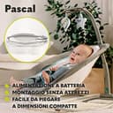 Lionelo Pascal Sdraietta neonati 0-9 kg Dondolo per bambini portatile e pieghevole, Culla 12 Melodie Giocattoli Regolazione dello schienale Vibrazioni Cinture a 5punti Materiale sfoderabile (Multi) - 6