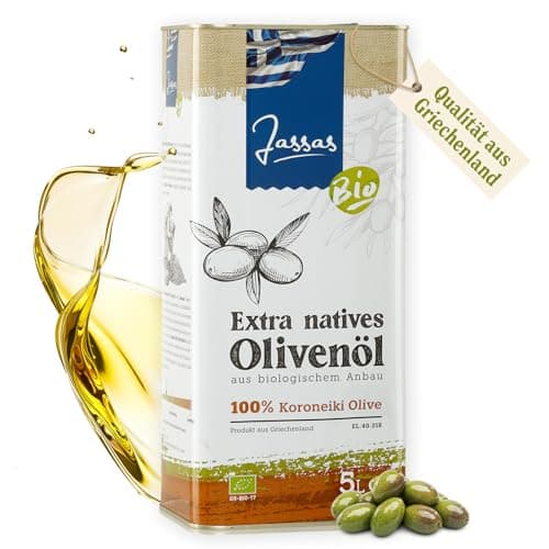 Jassas Bio Olivenöl 5L - 100% Bio Koroneiki Oliven - Neue Ernte 25/26 - extra nativ - fruchtig & aromatisch - GR-BIO-17 - Qualität aus Griechenland