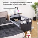 Veitoalioy Multifunktional Baby Beistellbett mit Neben, Convertible Faltbar Co-Sleeping Babybett, Ausgestattet Luxus Moskitonetz mit einem großen Lagerkorb und beweglichen Rädern (6602 Black) - 4