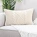 Mandioo Cotton Knitted Beige Decorative Lumbar Throw Cushion Covers Soft Cosy Cushion Cover Luxury Modern Decorative Couch Cushion Cover for Sofa Couch Living Room 30 x 50 cm - 1