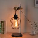 ZMH Retro Tischlampe 1 flammige Vintage Nachttischlampe Wohnzimmer Tischleuchte im Industrial Design aus Metall und Holz - Schwarz - Fassung: E27 - inkl. Schalter - ohne Leuchtmittel (50CM) - 1