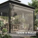 Outsunny Gazebo da Giardino 4x3 m con Tende Laterali a Rullo, Gazebo Esterno con 8 Fori di Drenaggio, Doppio Tetto e Struttura in Metallo, per Giardino, Balcone, Feste, Cortile, Patio, Grigio Scuro - 5
