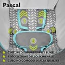 Lionelo Pascal Sdraietta neonati 0-9 kg Dondolo per bambini portatile e pieghevole, Culla 12 Melodie Giocattoli Regolazione dello schienale Vibrazioni Cinture a 5punti Materiale sfoderabile (Multi) - 4