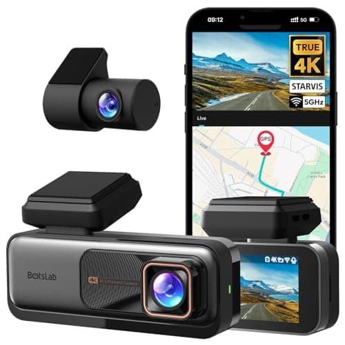 BOTSLAB Dash Cam Auto 4K+1080P con GPS e WiFi, Telecamera Auto Fronte/Retro SD 64GB inclusa, ADAS, Visione Notturna, Grandangolo 170°WDR, IPS da 2,45",Registrazione in Loop, Parcheggio 24 (G980H)