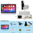 Radio Coche 1 DIN con CarPlay y Android Auto - Pantalla Táctil de 7 Pulgadas, Autoradio con Bluetooth y Soporte Mirror Link para iOS/Android con Cámara de Respaldo - 7