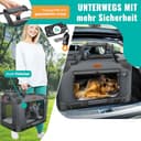 LOVPET® Transportbox Hund Katze Transporttasche XL 82x58x58cm | Hunde-Tragetasche Faltbare Katzentasche | Haustier-Transportbox inkl. Hundenapf & Schultergurt | für Katzen & Hunde Anthrazit - 3