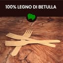 Set Posate Ecologiche in Legno di Betulla 100 Forchette + 100 Coltelli + 100 Cucchiai - Monouso 100% Naturali Biodegradabili e Compostabili Usa e Getta - 2
