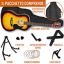 3rd Avenue Pacchetto con chitarra acustica di dimensioni standard 4/4 livello beginner, custodia da trasporto, plettri, corde, stand, tracolla, accordatore, capotasto– Sunburst (giallo) - 3