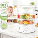 Aigostar Fitfoodie 30CFO - Vaporera Eléctrica 9L Capacidad, 800 W, Libre de BPA, Temporizador hasta 60 Minutos. 3 Recipientes Apilables, Cuenco para Preparar arroz. Diseño Exclusivo - 3