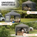 NATURIZ® Pavillon 3x3 Wasserdicht Stabil Winterfest und UV 50+ Schutz - Faltpavillon mit Seitenwänden - Pop Up Zelt für Garten, Camping, Märkte - Gartenpavillon (Grau, 3x3m) - 6