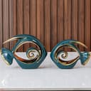 Statuette di pesce in ceramica verde oro – decorazione per la casa costiera, centrotavola moderno oceano per soggiorno, sala da pranzo, bagno, ufficio, tavolino, casa sulla spiaggia, nautica, mare, - 7