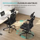 Yaheetech Silla de Oficina Ergonomica con Soporte Lumbar Silla Escritorio Reposabrazo Ajustable Silla Oficina Reposacabeza Base Giratoria de 70 cm Transpirable Negro - 4