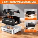 ZAKVOP Arenero para Gatos de Acero Inoxidable, XL Caja de Arena Gato Cerrada con Tapa, Doble Entrada y Alfombrilla Antiderrames, Bandeja Antifugas para Gato Grande y Multiuso Cat Litter Box - 4