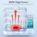 Vaporera de 3 Capas extraíble de 40 L con función de Aislamiento de 12 Horas, 800 W para Verduras, Carnes y Pescado Blue - 6