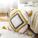 YULUOSHA Dekorative Boho werfen Kissenbezüge weichen Plüsch Couch Kissenbezüge für Haus Lumbal gewebt natürliche Beige Kissen Fall texturierte gestreift gewebt (E, 45x45cm) - 5