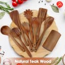 comfoyar Set de Utensilios de Cocina de Madera de Teca, 9 Piezas Cucharas de Madera para Cocinar con Espátulas y Soporte, Resistencia al Calor Accesorios de Cocina para Ollas Antiadherentes - 3