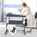 COSTWAY 3 in 1 Culla Neonato Fianco Letto, Lettino Neonato Dondolo con Materasso, Culla Co-Sleeping Fino a 9 kg, Altezza Regolabili, Inclinazione di 10°, 84 x 59,5 x 80,5cm (Grigio Scuro) - 7