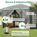 Sekey Pop Up Gazebo with Sides 3m x 3m, Heavy Duty Gazebo with Carry Bag, Instant Setup, Waterproof 1000mm - Marquee Garden Party Tent Outdoor, (Grey, 3x3 with Sides) - 5