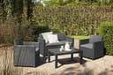 Allibert by Keter Merano Gartenmöbel Set aus Kunststoff, inkl. Sitzkissen, grau, 4-teilig, 2 Sessel, Sofa & Tisch, für Garten & Terrasse, Flache Rattanoptik - 5