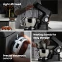 Kenwood Titanium Chef Baker Silver KVC85.004BK, Stand Mixer with Integrated Scale, 3 Stainless Steel Mixing Hooks and Rubber Whisk, 5L and 3.5L Bowls, 1200W, Black - 4