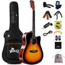 Winzz Chitarra Acustica Elettrificata, Chitarra Elettroacustica 4/4, Chitarra Adulti Bambini 12+ Anni, Chitarra Folk Principianti Kit con 12 Accessori (Corde di Acciaio, 41 Pollici, Lucido Sunburst) - 1