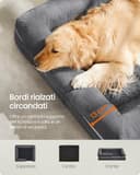Feandrea Cuccia per Cani Ortopedica, Letto Divano per Animali, Imbottitura Morbida, Bordi Rialzati, Copertura Sfoderabile e Lavabile, 106 x 76 x 18 cm, Fondo Antiscivolo, Grigio Scuro PGW077G01 - 4