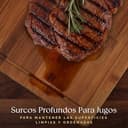 Deer & Oak Tabla de cortar XXL de bambú carbonizado 38 x 25 x 2 cm, tabla de madera preaceitada para cortar carne, pescado, verduras, frutas, queso y pan - 7