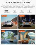 VANTRUE N2X Dash Cam Front Inside 2.7K+1080P Dual HDR, STARVIS 2, 2.5K/60FPS, 5G WiFi, GPS, Night Vision, Voice Control, Car Dash Cam G-Sensor, Dashcam for Car 24/7 Parking Mode, Support 512GB - 2
