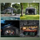 VOUNOT® Carpa Plegable Gazebo 3x3m Botón Central, Cenador Pabellón de Jardín con Paredes Laterales, Sacos Arena y Bolsa de Transporte, Pérgola Tienda Protección UV para Camping Fiestas Exterior, Gris - 4