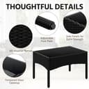 Yaheetech 4 Pieces Outdoor Patio Conversation Set, PE Rattan Wicker Sofa Set with Soft Cushion and Tempered Glass Table for Yard, Poolside, Garden (Black/Beige) - 6