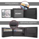 KRONIFY Leder Geldbörse Herren I Echtleder Portmonee I RFID Schutz I Querformat I Geldbörse mit Münzfach I 13 Kartenfächer I Geldbeutel Herren I Geschenk Box I Nappa Schwarz - 8
