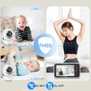 HelloBaby Monitor de Bebé con Cámara y Visión Nocturna, Pantalla de 5 Pulgadas con Batería de 30 Horas, Monitor de Video para Bebé Sin WiFi, Conversación Bidireccional, Temperatura, 8 Canciones - 3