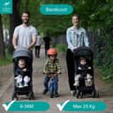 Urban Kanga Bandicoot Passeggino da Viaggio Ultraleggero – Pieghevole Compatto per Aereo, fino a 22 kg, con Tracolla e Copertura Protettiva (Midnight Black) - 2