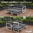 STEELSØN Asteri Sitzgruppe 5-teilig – Gartenmöbel Set mit 2 Sessel, 2 Hocker, 1 Tisch – Balkonlounge Metallgestell Weiß – inkl. Sitzpolster anthrazit – Terrassenlounge für 2-4 Personen – wetterfest - 6
