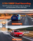 VANTRUE S1Pro Dash Cam Front Rear 2.7K+1080P HDR 5G WiFi GPS, STARVIS 2, Dual Dashcam for Car Dash Camera, Night Vision, Voice Control, Hidden Car Dash Camera 15s Buffered Parking Mode, Support 512GB - 2