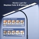 YICAIZI Lampara de Escritorio de LED 24W con Control Remoto - 1500LM 80CM Flexo LED Escritorio con Pinza Luz Leer Puerto de carga USB para Estudiar, Oficina, Negro - 2