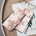 BLOTECH Wallet Case for Realme GT Neo6 PU Leather 3D Effect Pink Butterfly Flowers Cover Folio Painting Magnetic Flip Travel Protective Elegant Flip Painting for Realme GT Neo6 - 4