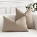 Artscope Juego de 2 Fundas de Cojines Decorativas Cuadradas de Lino 45 x 45 cm para Decoración del Hogar Sofá Dormitorio Coche 18x18 Café Claro - 6