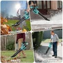 Olubfdh 21V Soffiatore a Batteria 255Km/h 1070m³/h, Max 38000RPM, 3 Velocità con 2 batterie 4000 mAh e caricabatterie Display LCD per Foglie Giardino, Trucioli Legno, Pulizia del Cortil (Blu) - 7