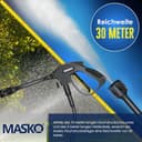 MASKO® Idropulitrice ad alta pressione 2200 Watt 165 bar 450 l/h, con bobina avvolgitubo da 10 m tubo 9.TLG. Accessori con bottiglia di sapone, pistola ad alta pressione per auto - 5