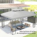Outsunny Techo de Repuesto para Cenador, 4x3 m, Cubierta de Repuesto con Techo Doble, 10 Orificios de Drenaje y Protección UV, Solo Toldo de Recambio para Pabellón Gazebo, Gris Claro - 6