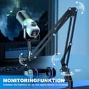 aokeo Mikrofon PC mit Mikrofonarm,AK-10 USB/XLR Dynamisches Gaming Mikrofon für Podcast,Streaming mit RGB-Beleuchtung,Lautstärkeregler,Stummschalttaste und Rauschunterdrückung (Weiß) - 6
