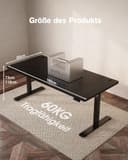 Devoko Electric Standing Desk, 180 x 80 cm, Height Adjustable Sit Stand Desk with Memory Smart Pannel, Home Office Desk with Hook, Black - 3