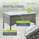 Juskys Salottino in polyrattan Fort Myers 4 Persone con divano a 2 posti, 2 sedie, tavolo e cuscini per seduta resistente alle intemperie grigio melange Mobili da Balcone Set di mobili da giardino - 5