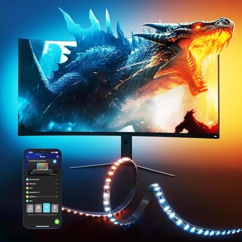 Govee Gaming Light for Monitor G1, TV LED Backlight for 27-34 Inch TV or PC, Smart RGBIC Wi-Fi TV Backlight, Double Light Beads with 123 Scene Modes App Control, Compatible with Alexa