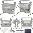 MoLi Beistellbett Baby mit Rollen, Convertible Faltbar Co-Sleeping Babybett, Stubenwagen Baby Kleinkind Wiege mit Musik, Fernbedienung und 5-schwankende Zahnräder (601 Light Grey) - 1