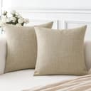 Artscope Juego de 2 Fundas de Cojines Decorativas Cuadradas de Lino 60 x 60 cm para Decoración del Hogar Sofá Dormitorio Coche 24x24 Café Claro - 1