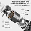 slopehill Ionen Haartrockner, 110,000RPM Bürstenloser Motor Schnelles Trocknen Föhn mit Magnetischer Diffusor, Wenig Lärm/Biokeramische Technologie, für Zuhause, Reisen, Salon (Mattschwarz) 2 - 3