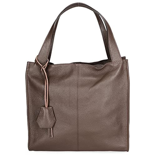 Gave Lux Borsa a Spalla in Vera Pelle Dollaro Donna Marrone Scuro Made in Italy Design Artigianale