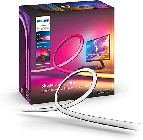 Philips Hue - Set de 3 Tiras de led Hue Play Gradient para PC, 24-27", Luz Blanca y de Colores, sincroniza con el contenido de la pantalla